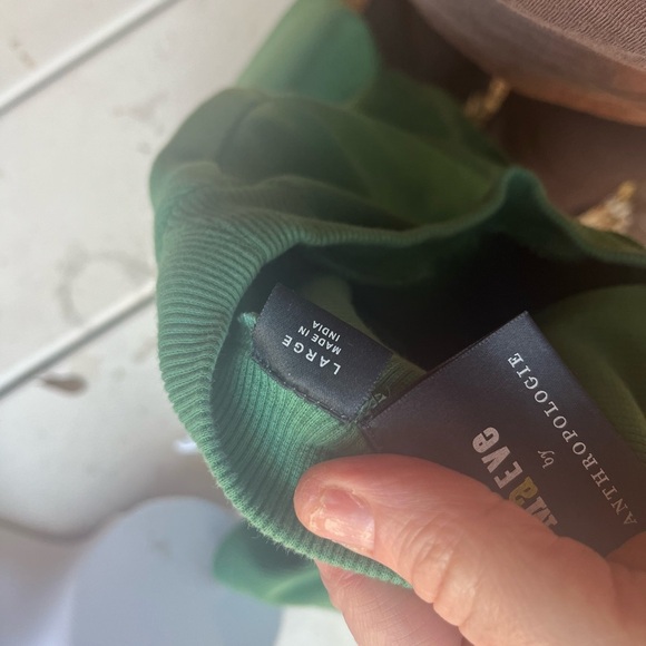 Maeve Green Short Sleeved Ribbed Mock Neck T-shirt size Large - Picture 9 of 11